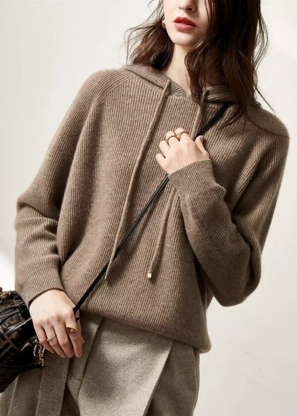 Loose Hoodie Knit Sweater - Image 2