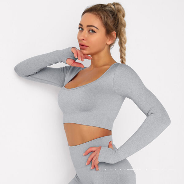 Seamless Knitted Yoga Top Wicking And Breathable Fitness Suit - Image 5