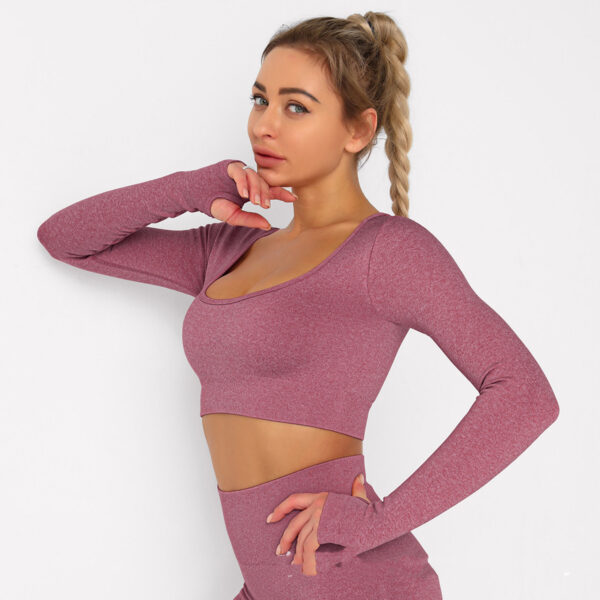 Seamless Knitted Yoga Top Wicking And Breathable Fitness Suit - Image 4