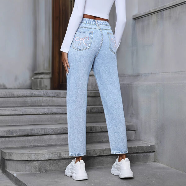 Mia Straight Ripped Denim Jeans - Image 4