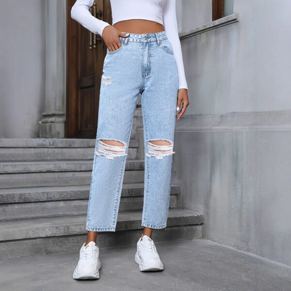 Mia Straight Ripped Denim Jeans