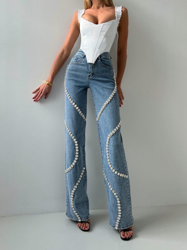 Straight-cut Rhinestone Jeans - Image 2