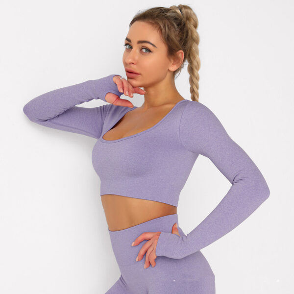 Seamless Knitted Yoga Top Wicking And Breathable Fitness Suit - Image 6