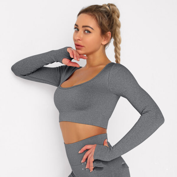 Seamless Knitted Yoga Top Wicking And Breathable Fitness Suit - Image 7